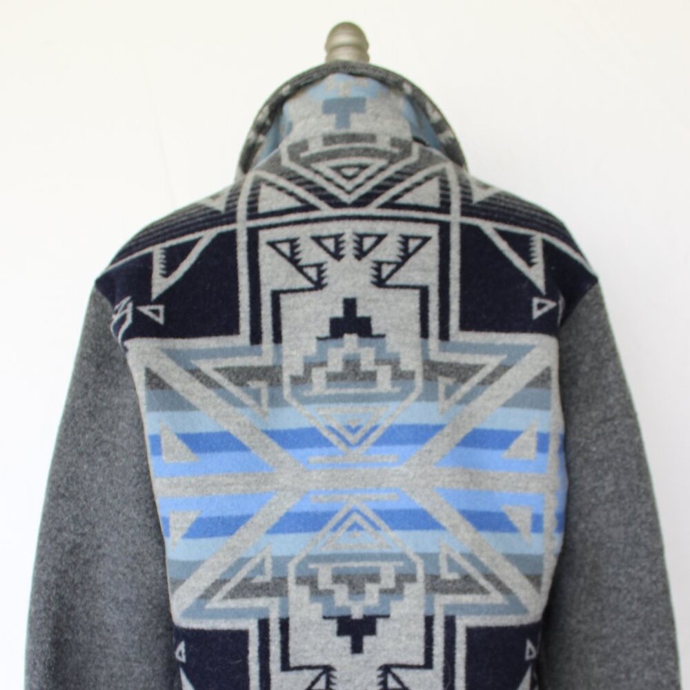 Pendleton vintage wool blanket Aztec tribal moto bomber jacket Varsity coat M - Picture 8 of 10